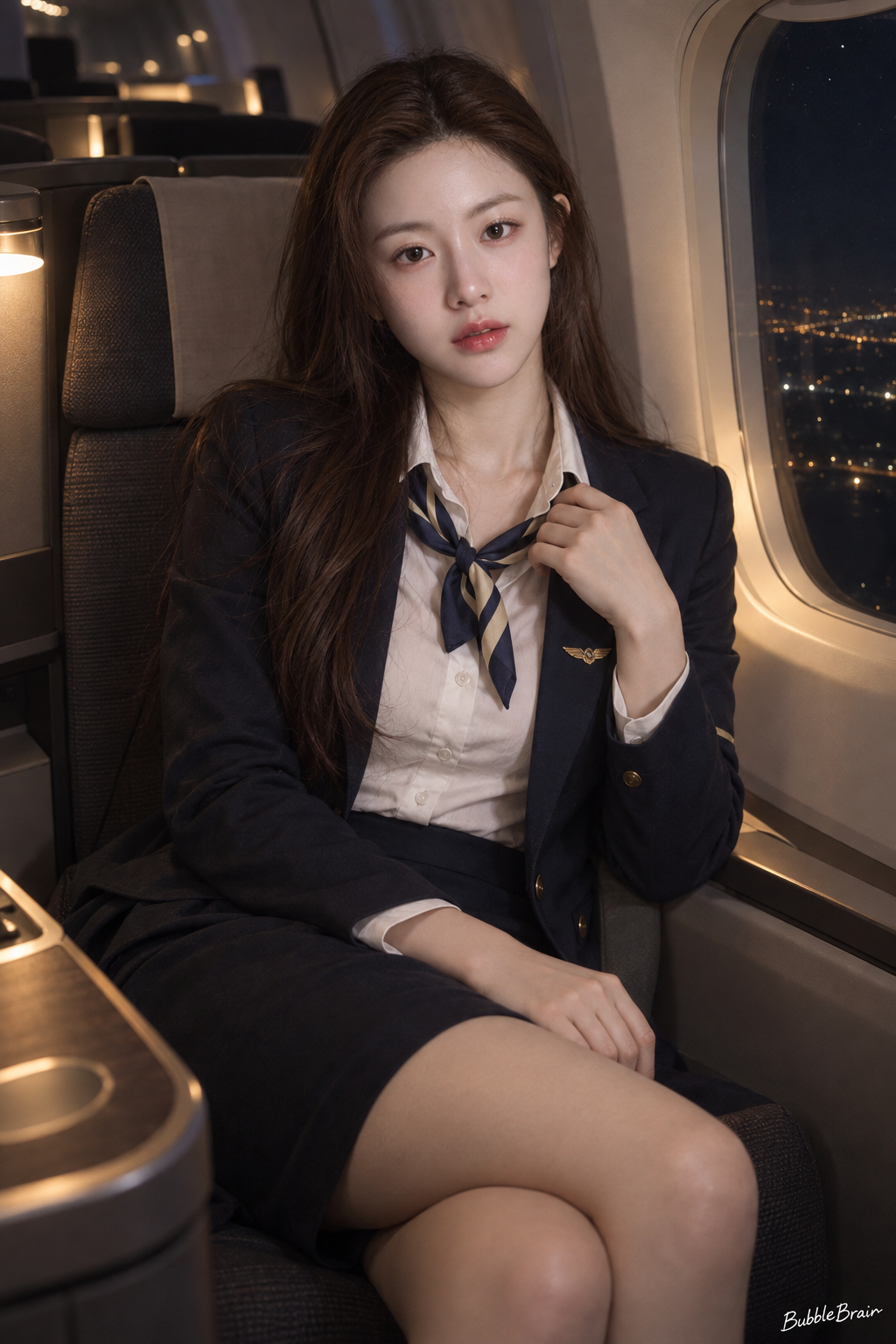夜航日籍空姐温婉写照 — AI image creation
