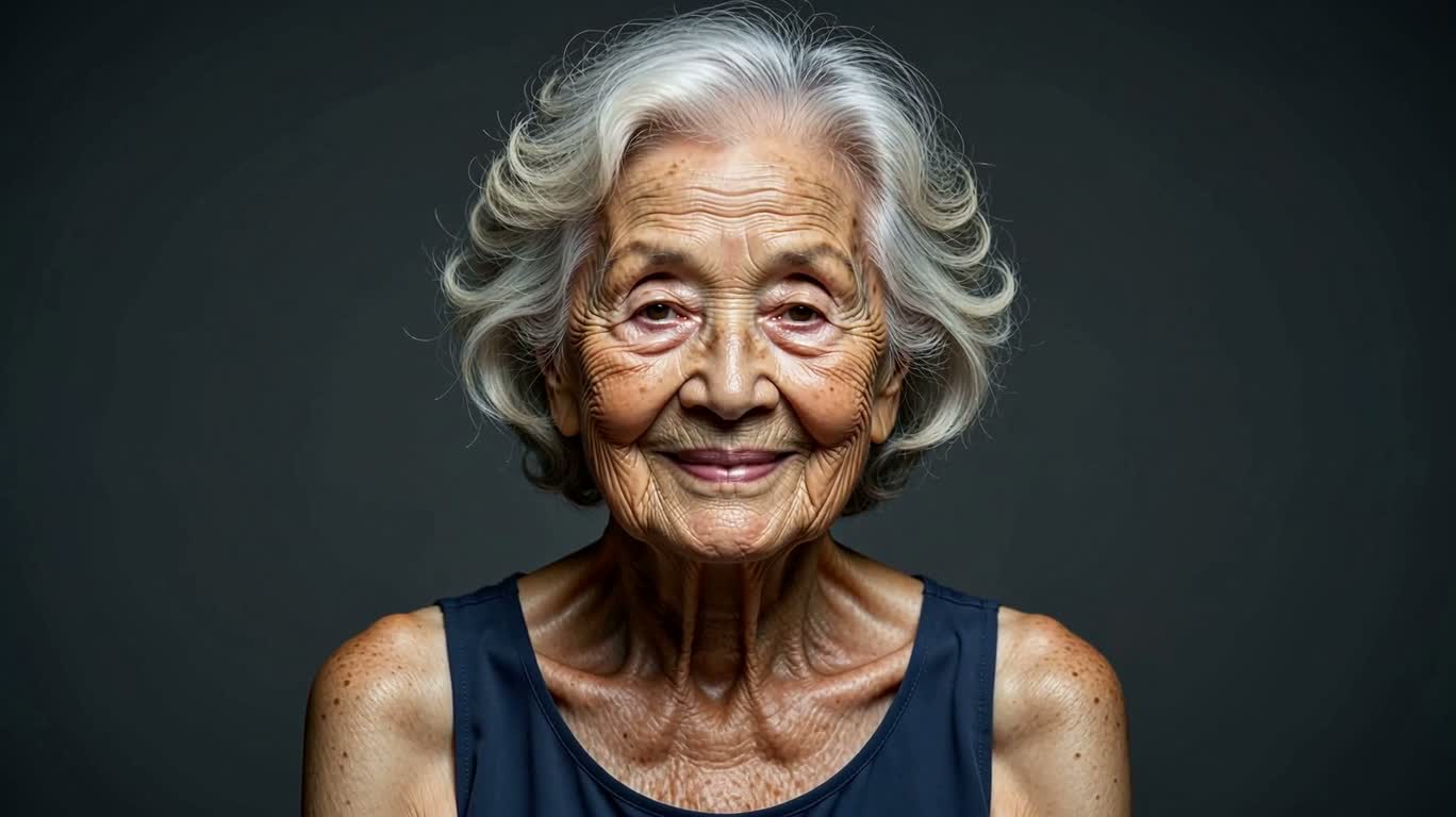 达利式超现实微笑老妇肖像