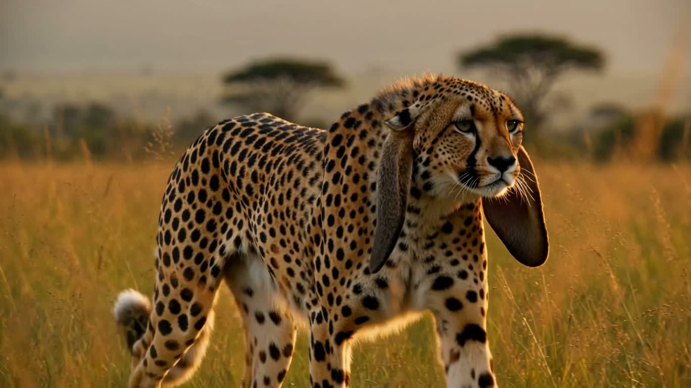 猎豹兔耳混合生物 — AI video creation