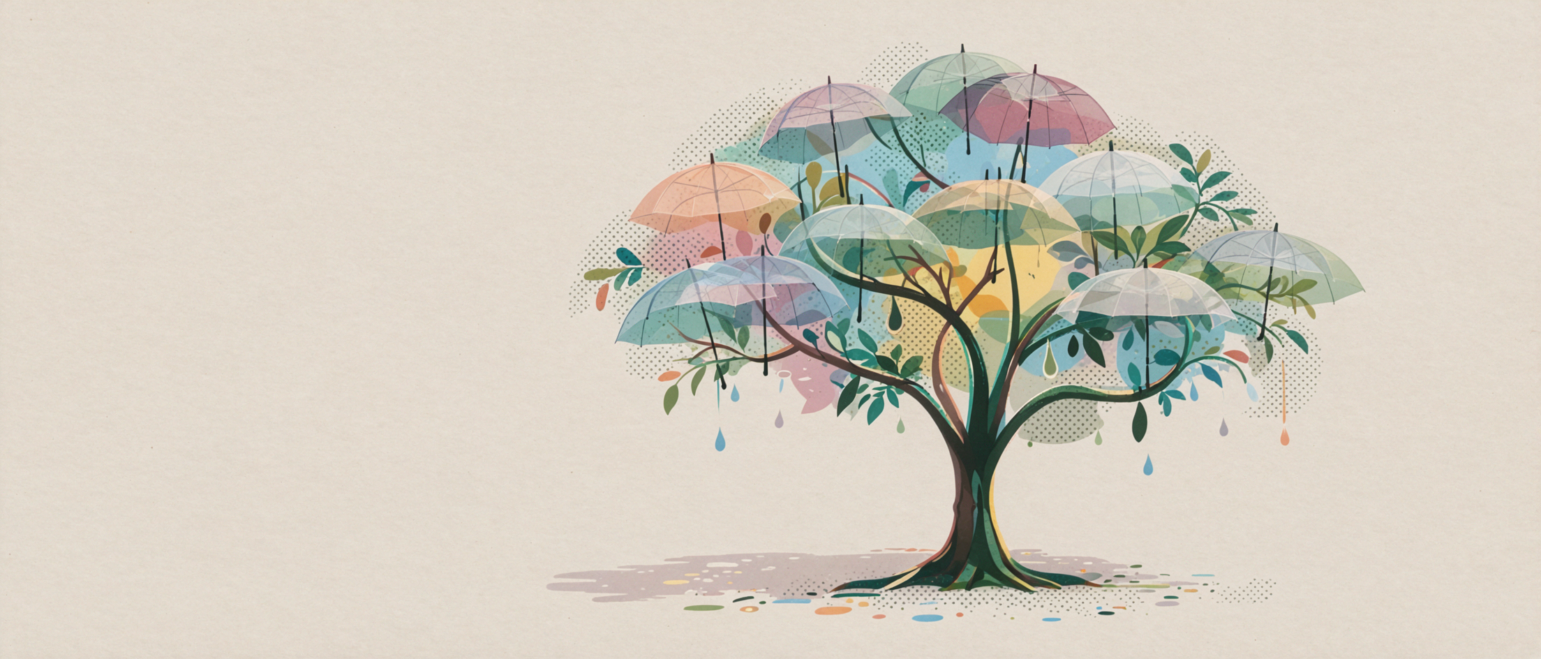 Tropical Umbrella Tree · Screen-Printed Poster — AI image creation