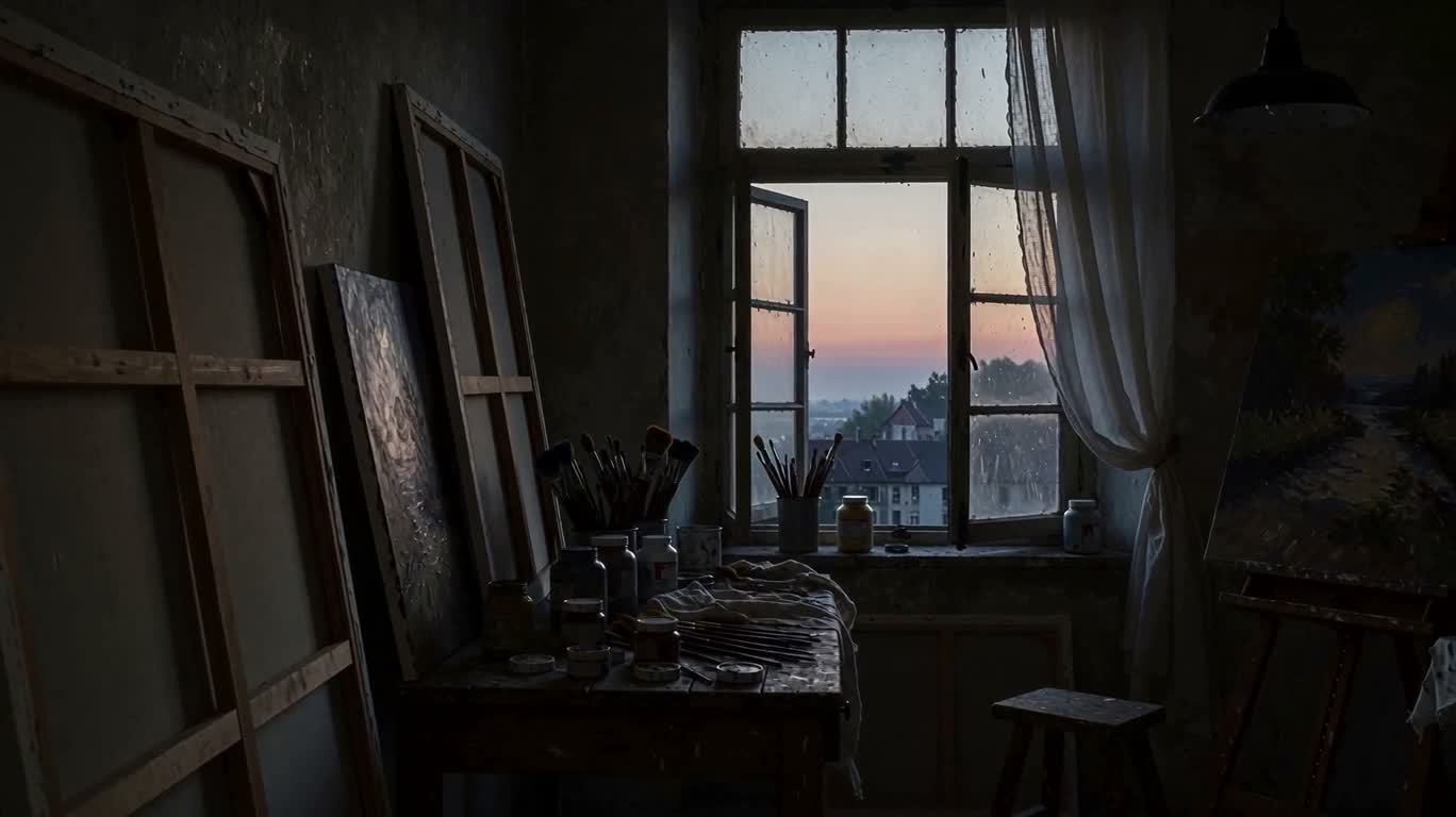 暮色中的画室