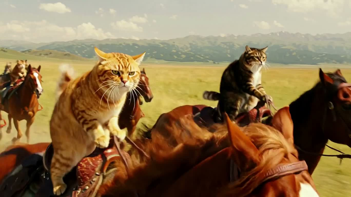 黄猫领队奔腾 — AI video creation