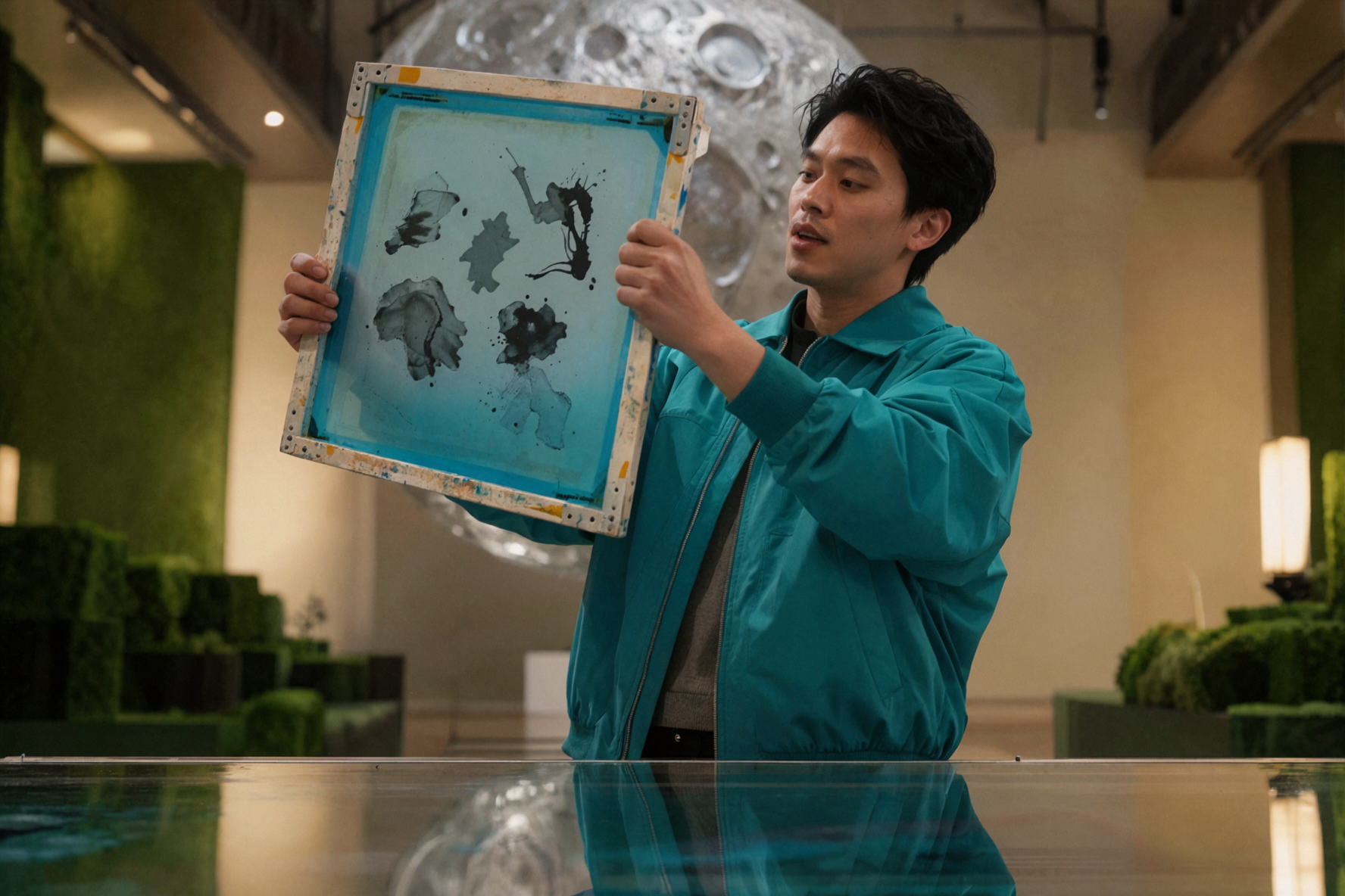 成年东南亚男性平面设计师 · 丝网揭起 · 电影剧照 — AI image creation