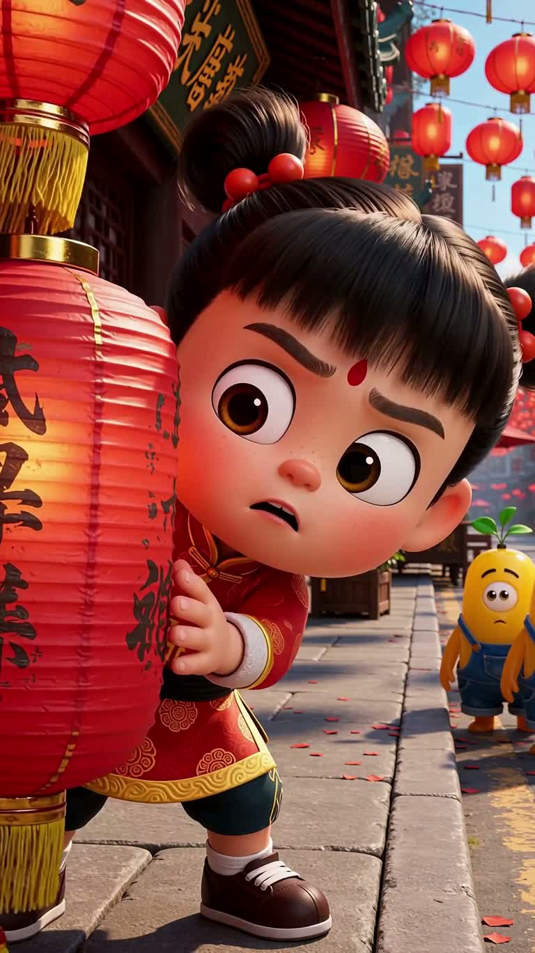 灯笼街的红绸追逐 — AI video creation