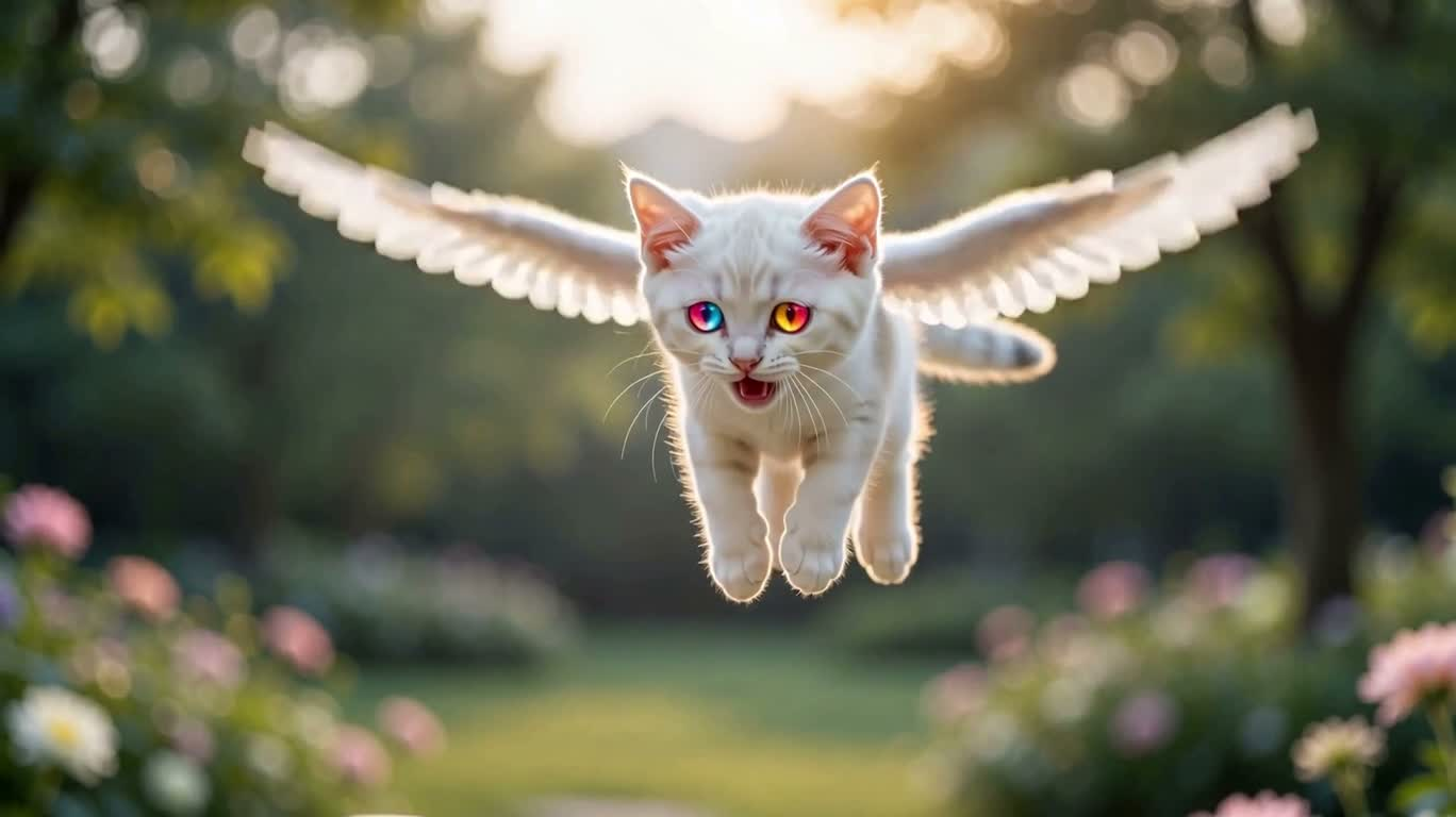 彩翼小猫降落在掌心