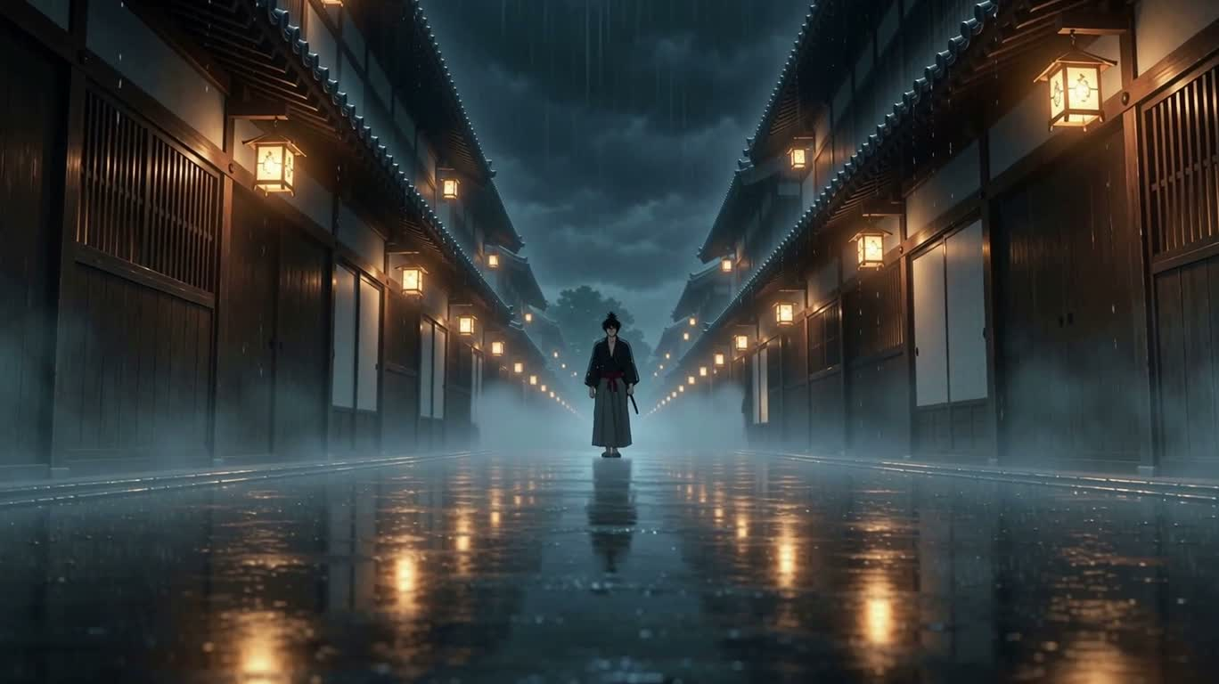 雨巷独行：浪人一闪 — AI video creation