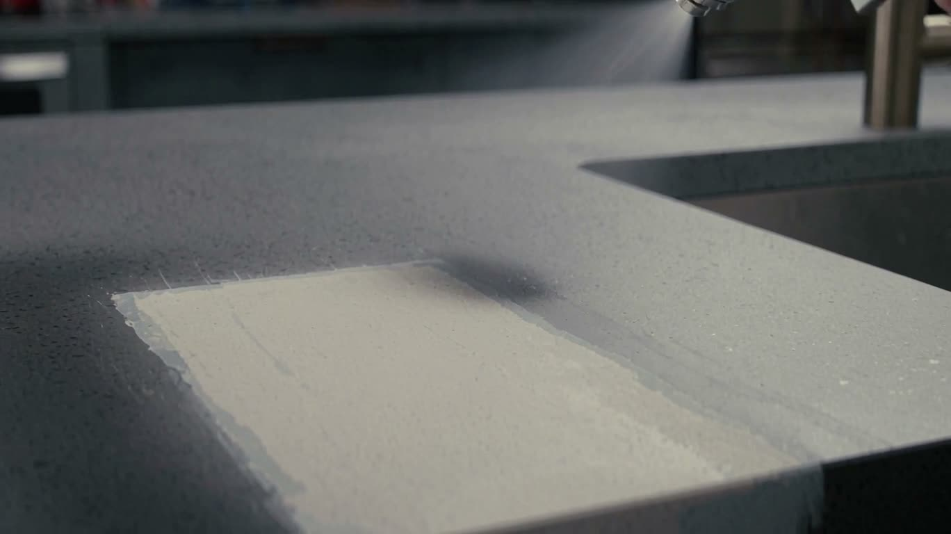 厨房台面修补喷涂特写 — AI video creation