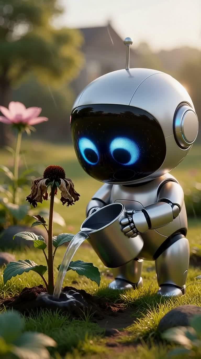 小机器人与盛开的希望之花 — AI video creation