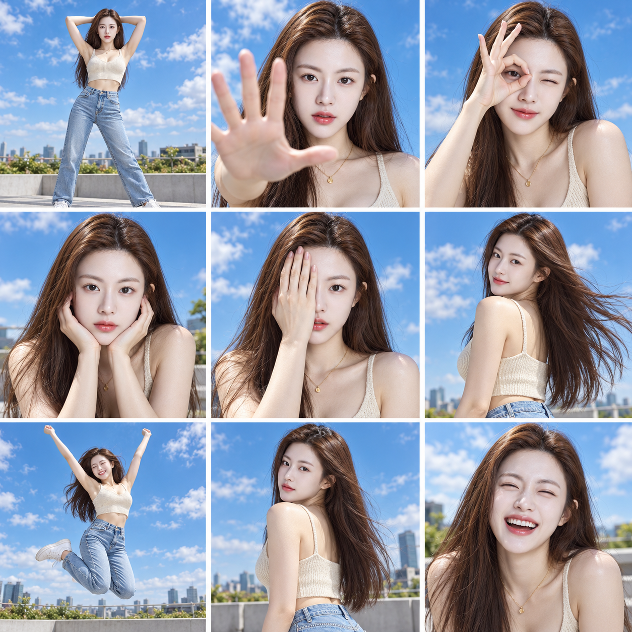 晴空九格·活力少女 — AI image creation