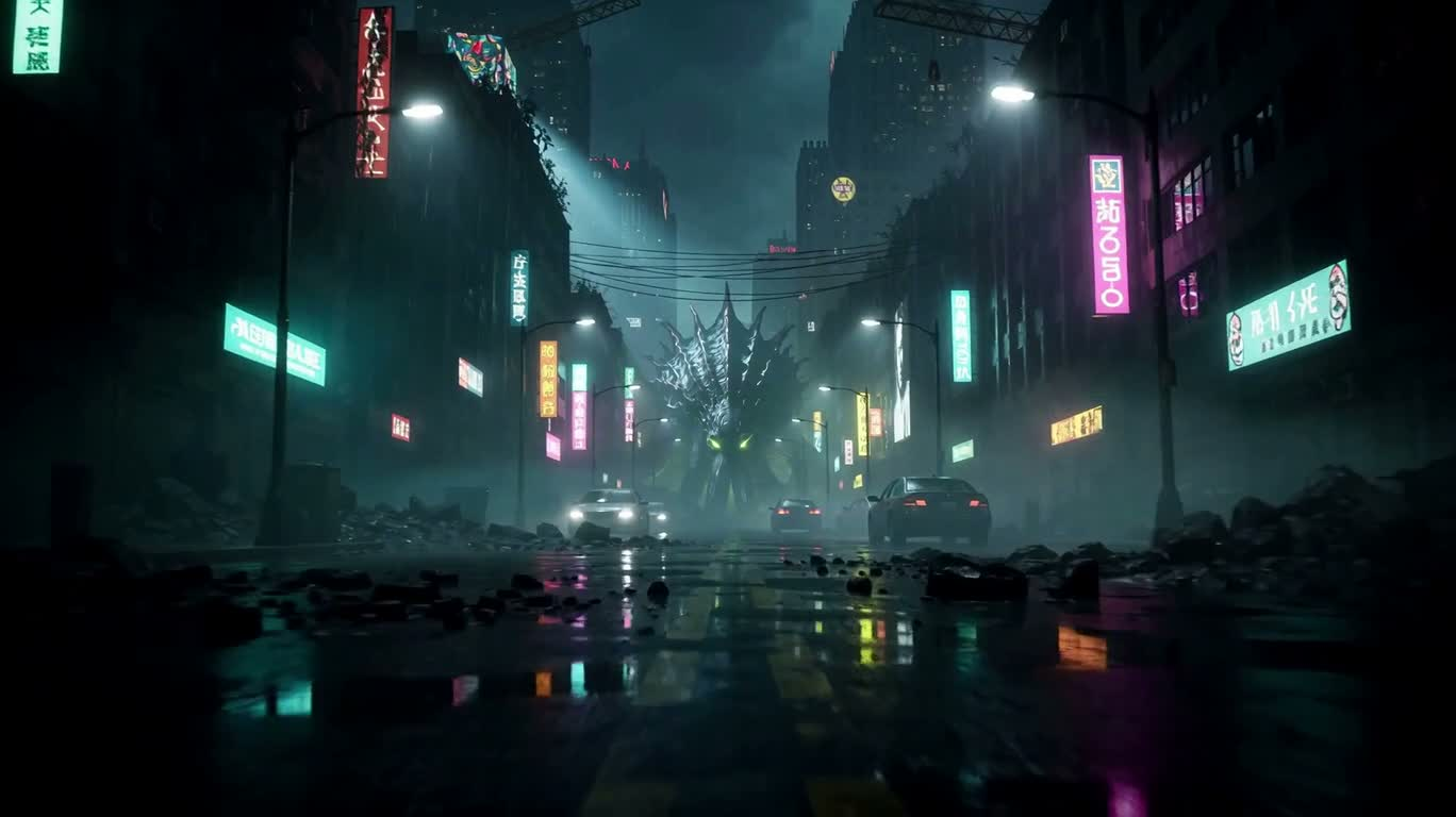 네온 심연 속의 크툴루 — AI video creation