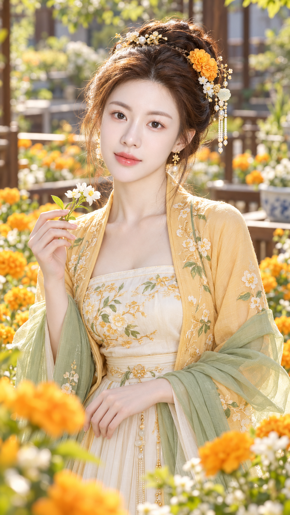 杏黄金盏花园古风贵女写真