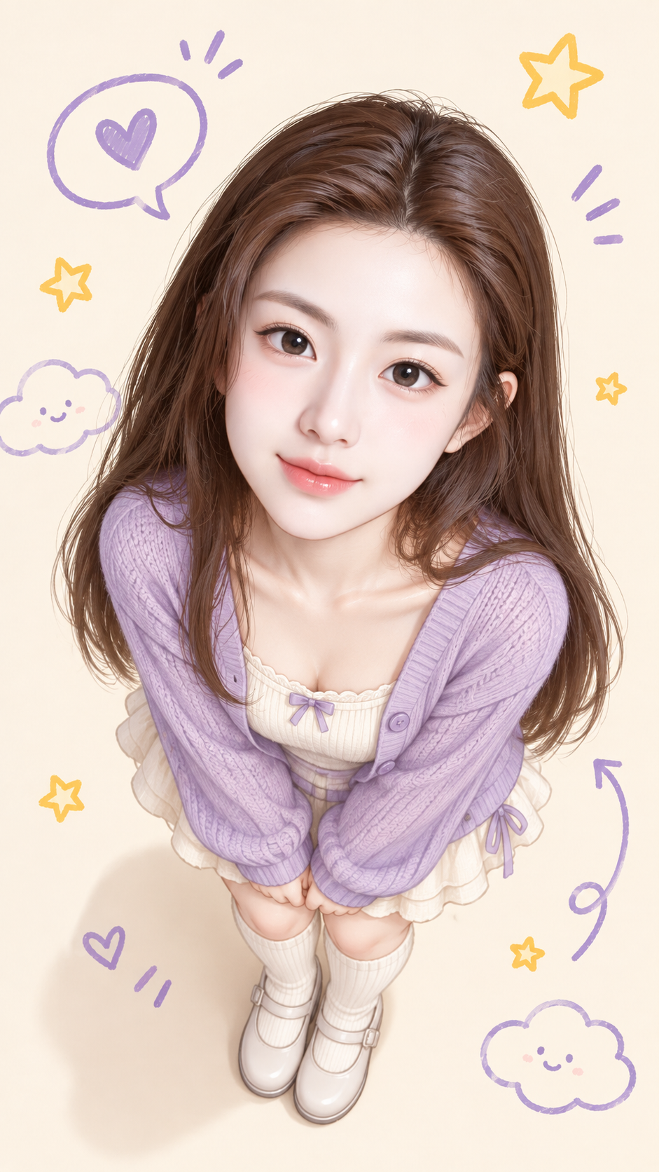 可爱半写实Q版大头贴插画提示词 — AI image creation