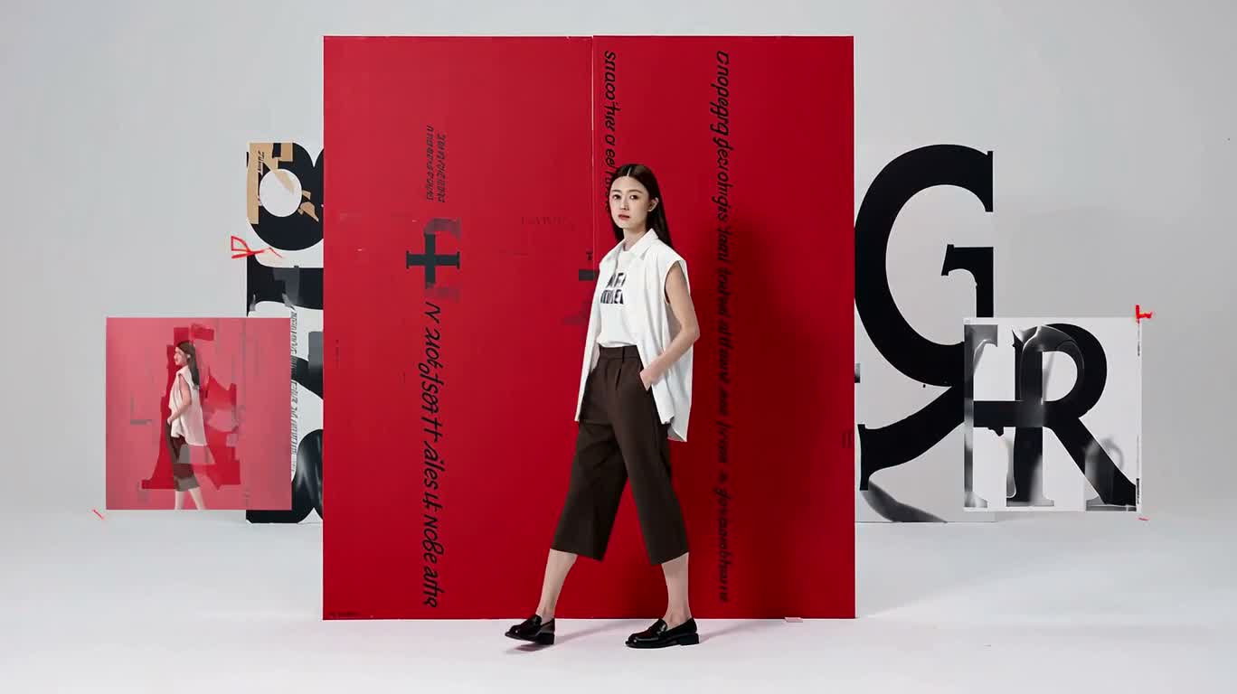 红白文字肖像短片 — AI video creation