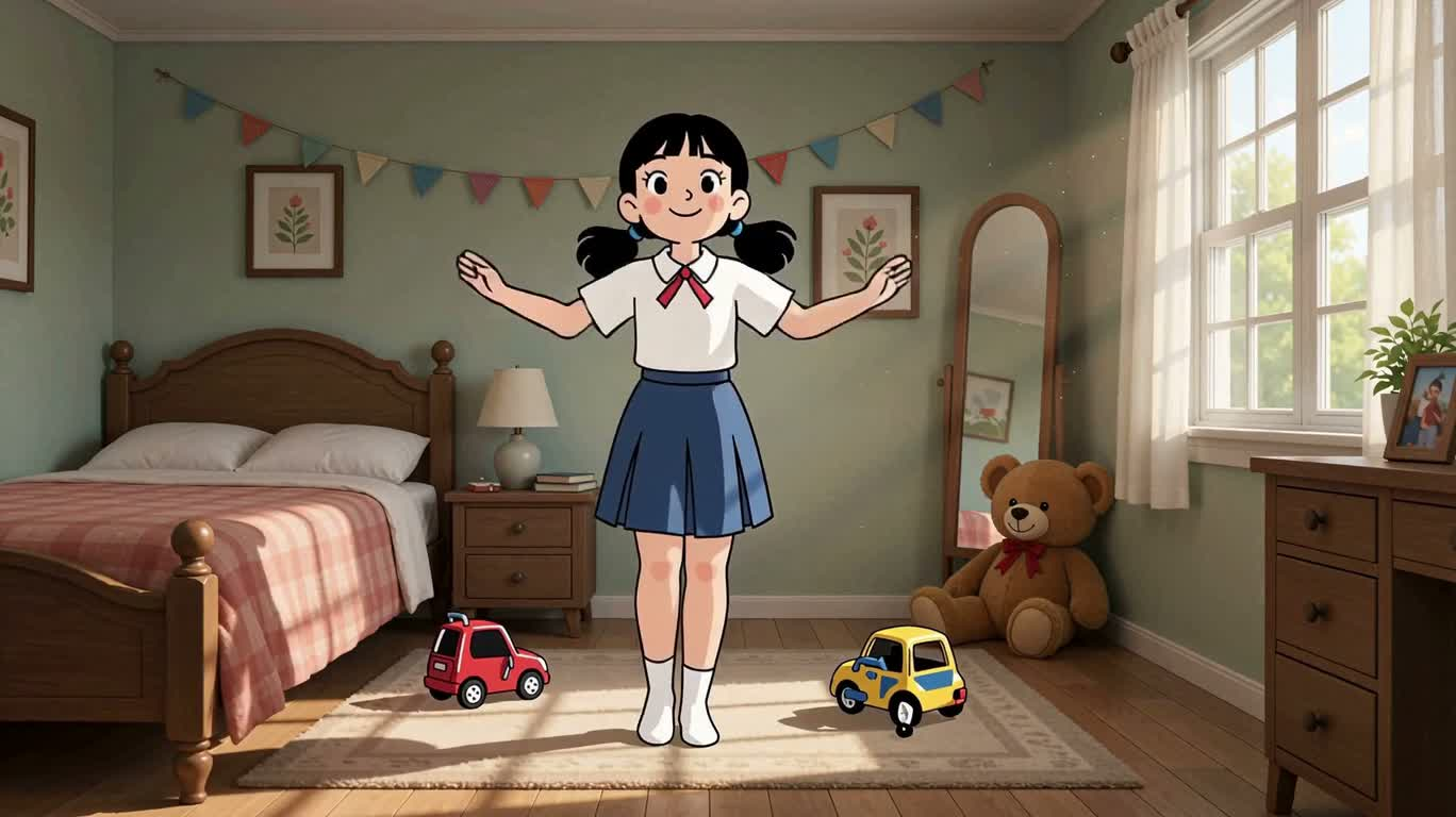 Cô gái khiêu vũ trong căn phòng ngập nắng — AI video creation