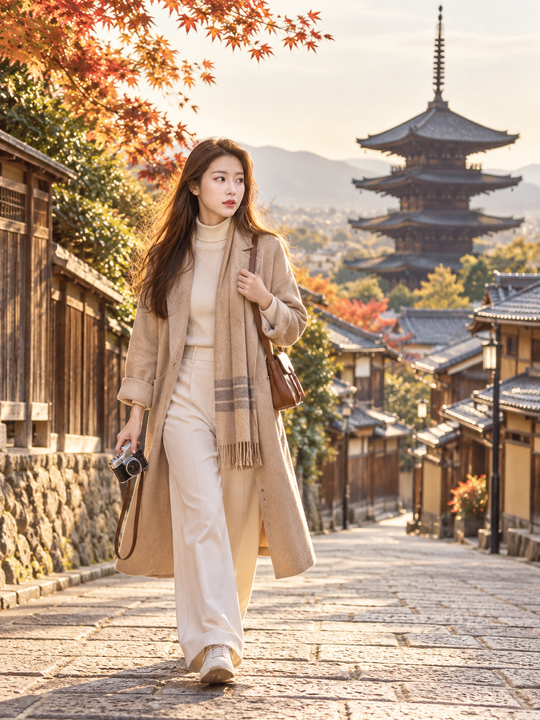 温かいアイボリーの余白が映える高級旅行ポスター — AI image creation