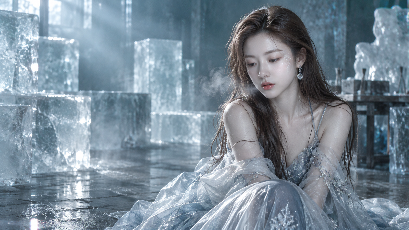 冰雕工作室中的冷冽与易碎之美 — AI image creation