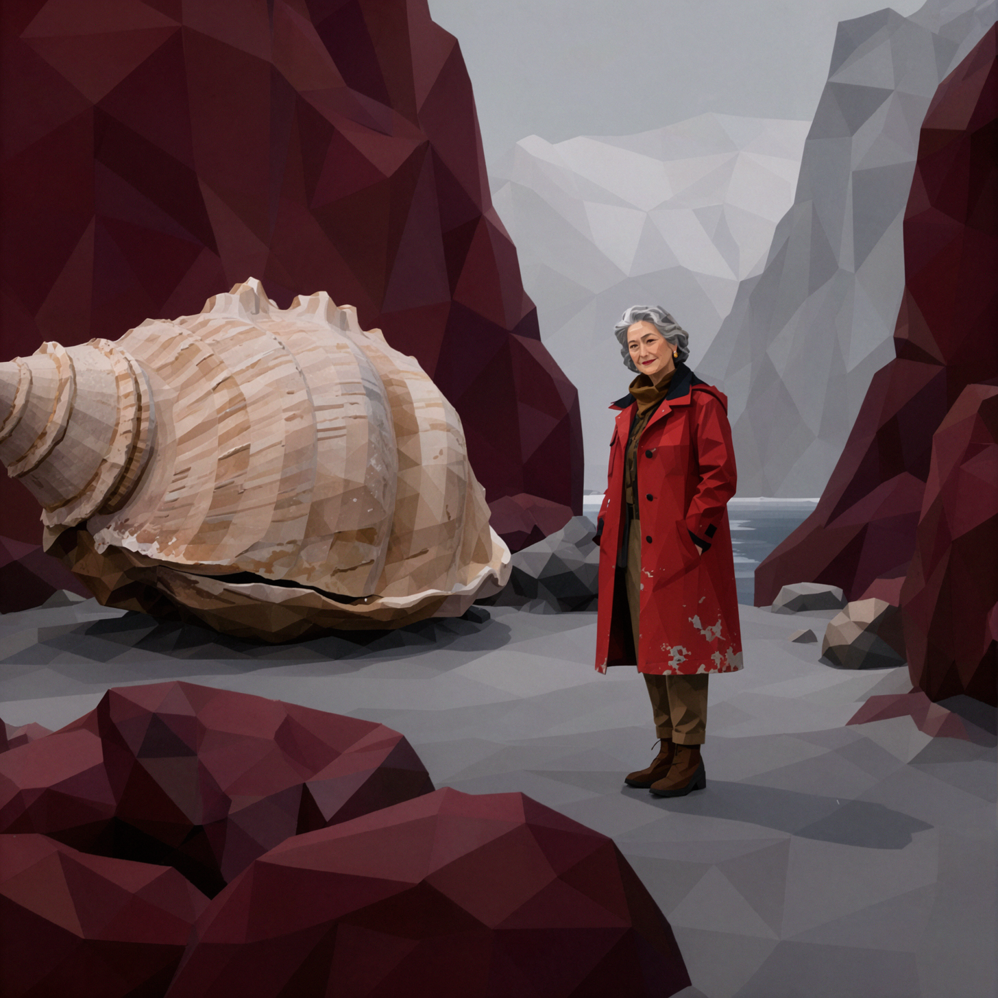 Silver-Haired Explorer · Low Poly — AI image creation
