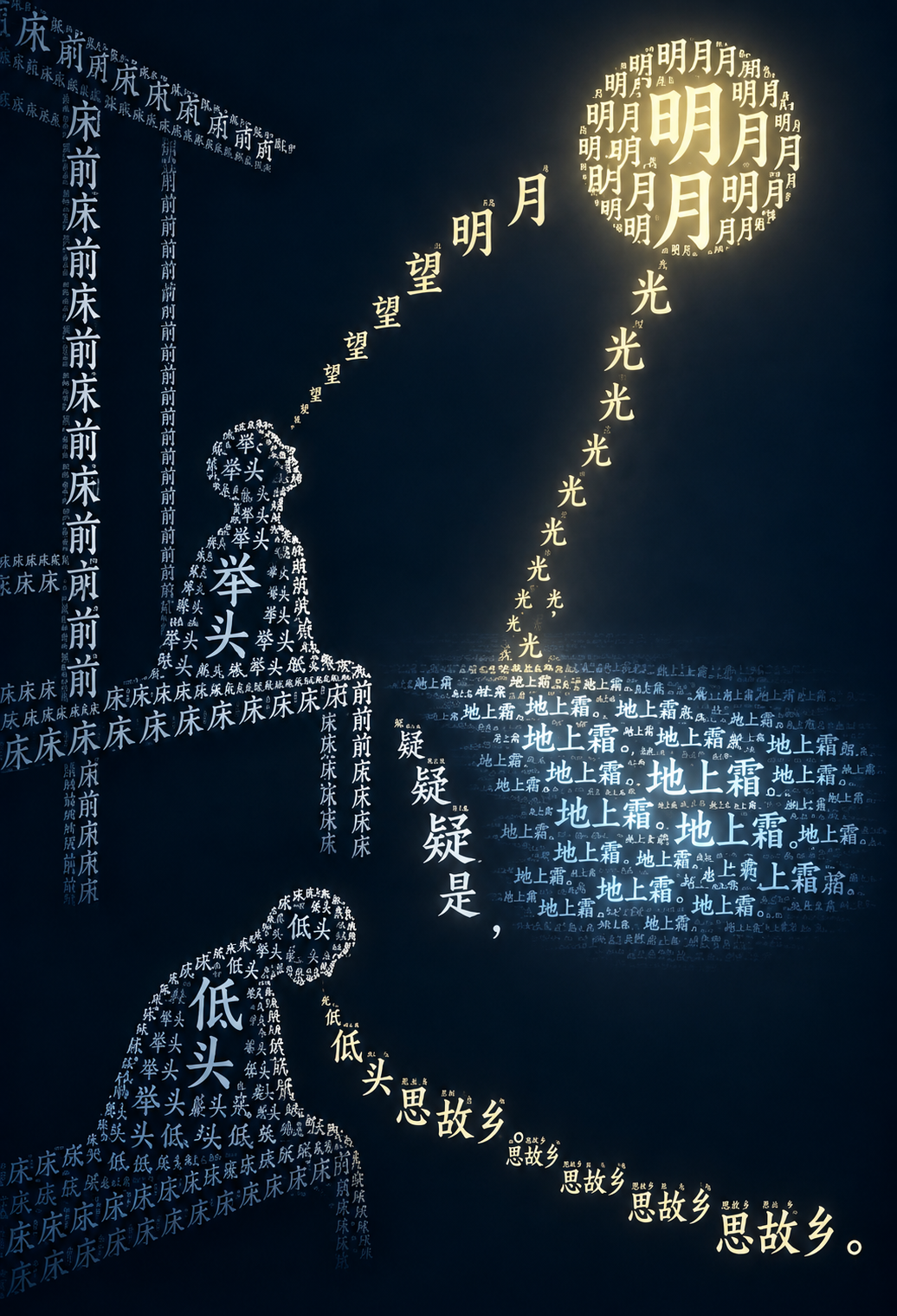 诗词文字构成的意象图 — AI image creation