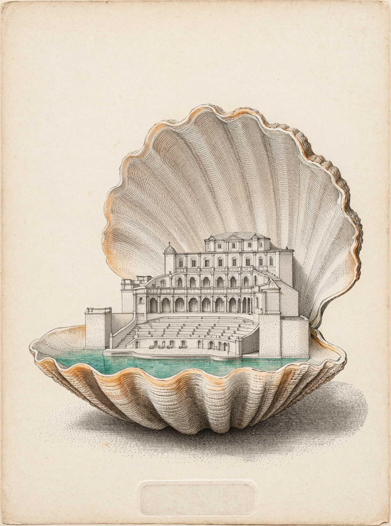 Pearl Shell Theater · Lead Plate Etching