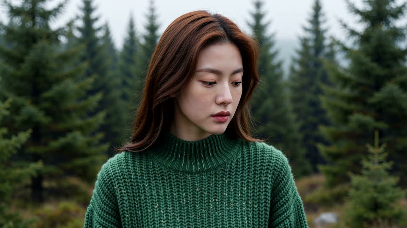Ánh nhìn trong rừng thông sương mù