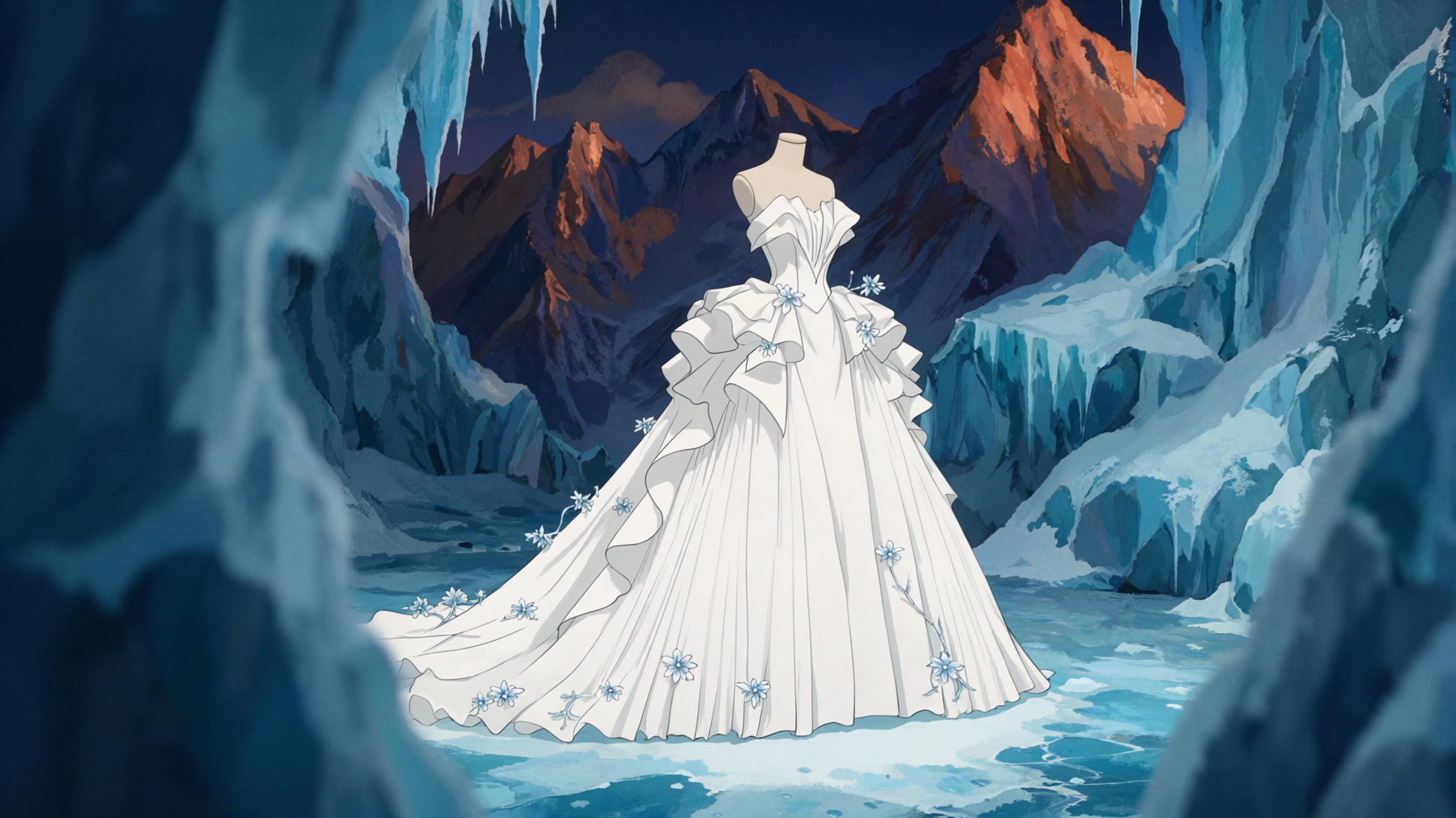 雪山婚纱装置 · 日系赛璐璐 — AI image creation