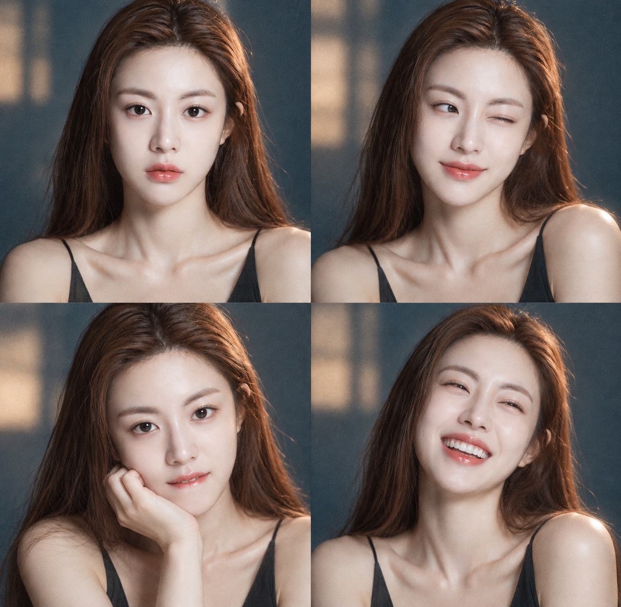 필름 질감 네 컷 립 메이크업 감성 포트레이트