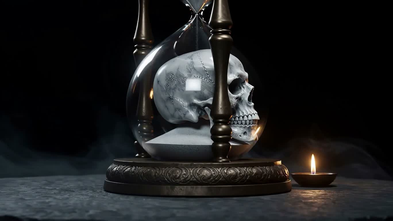大理石中的阿兹特克骷髅沙漏 — AI video creation