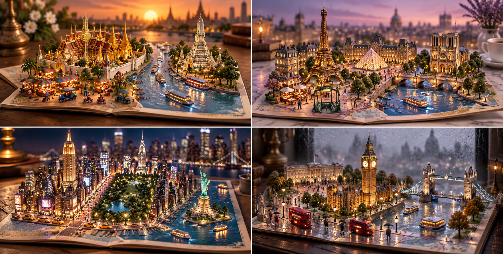 四城纸艺微缩地图立体场景 — AI image creation