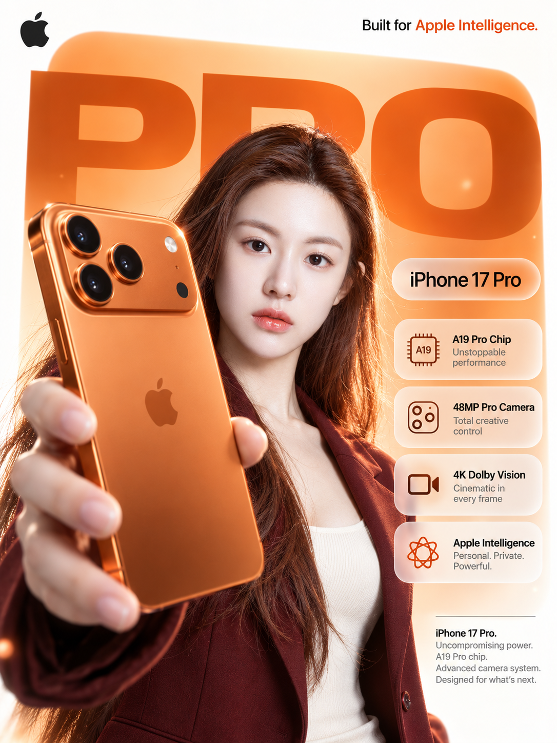 苹果风 iPhone 17 Pro 广告海报 — AI image creation