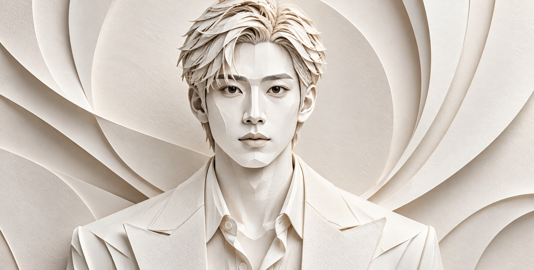 极精细3D纸雕成年男性肖像 — AI image creation