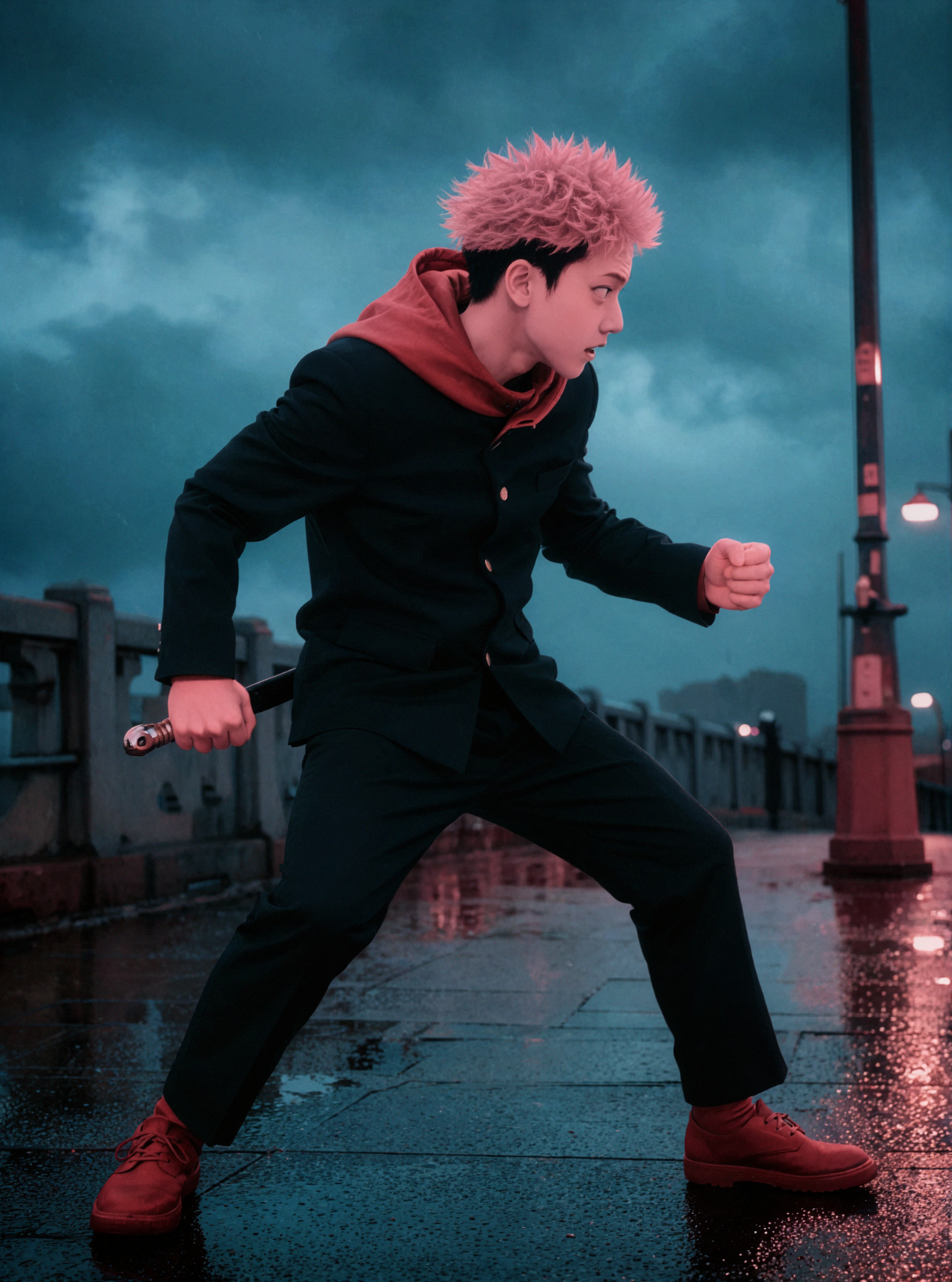 虎杖悠仁 · 迎风架势 · 红外假色 — AI image creation