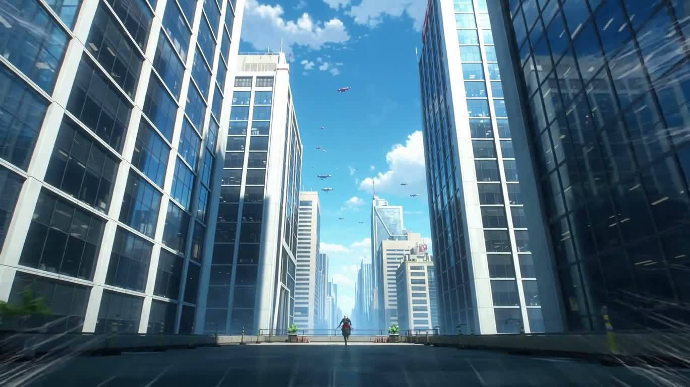 霓虹高塔疾影斩击 — AI video creation