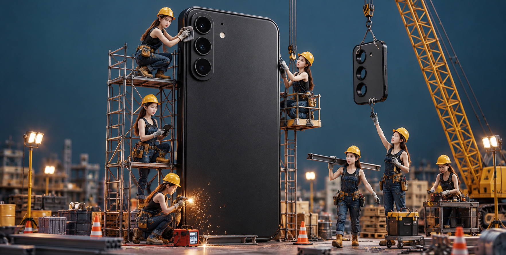 视觉震撼:微型施工队搭建产品的超写实创意大片 — AI image creation