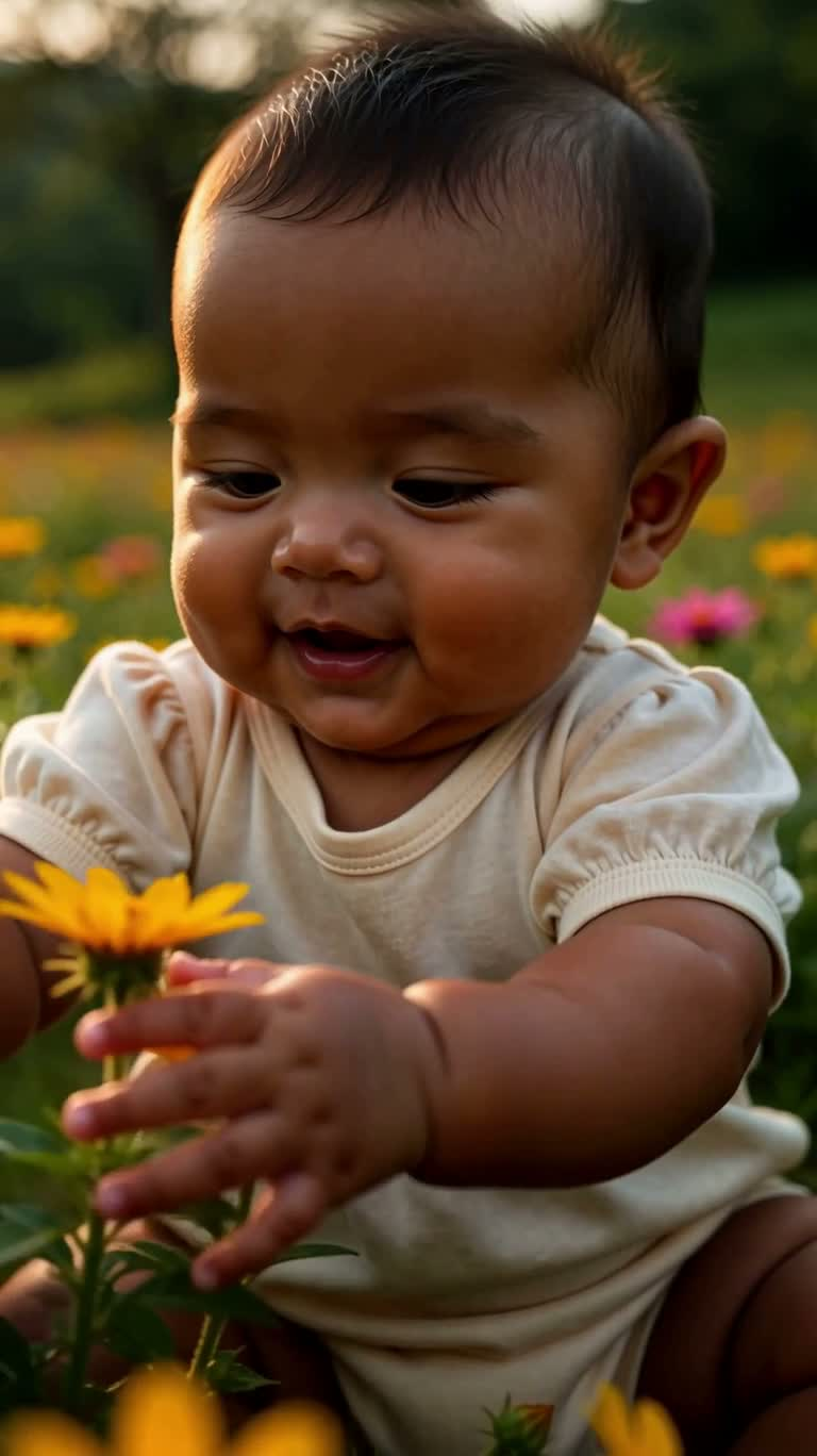 Bébé philippin dans une mer de fleurs — AI video creation