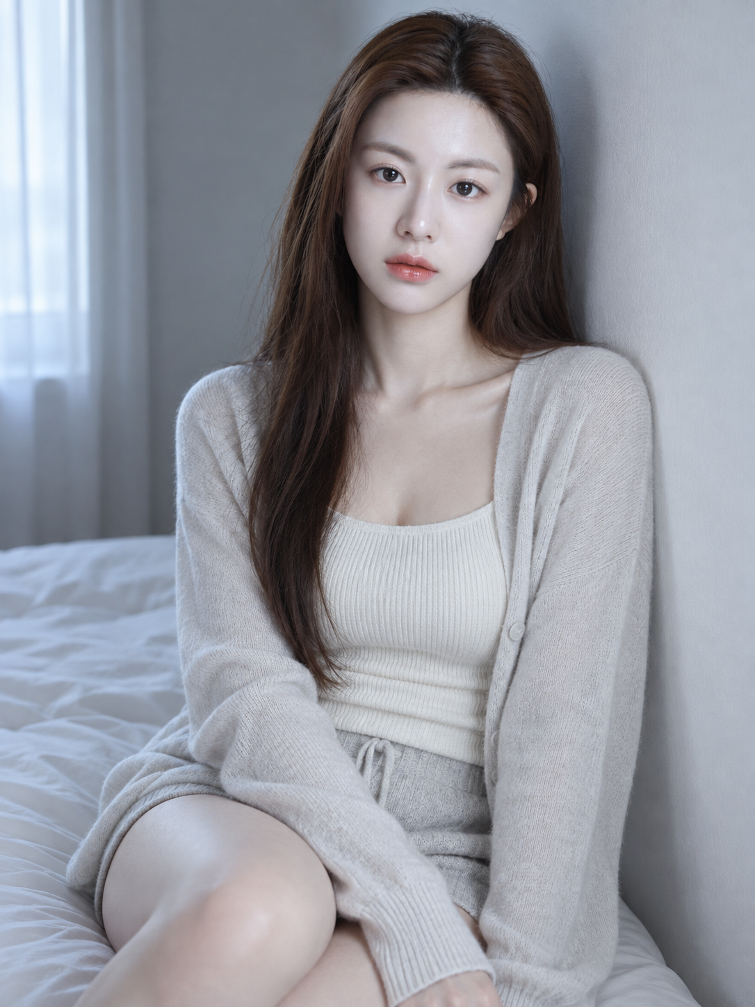 清冷极简室内成年女性写真模板 — AI image creation