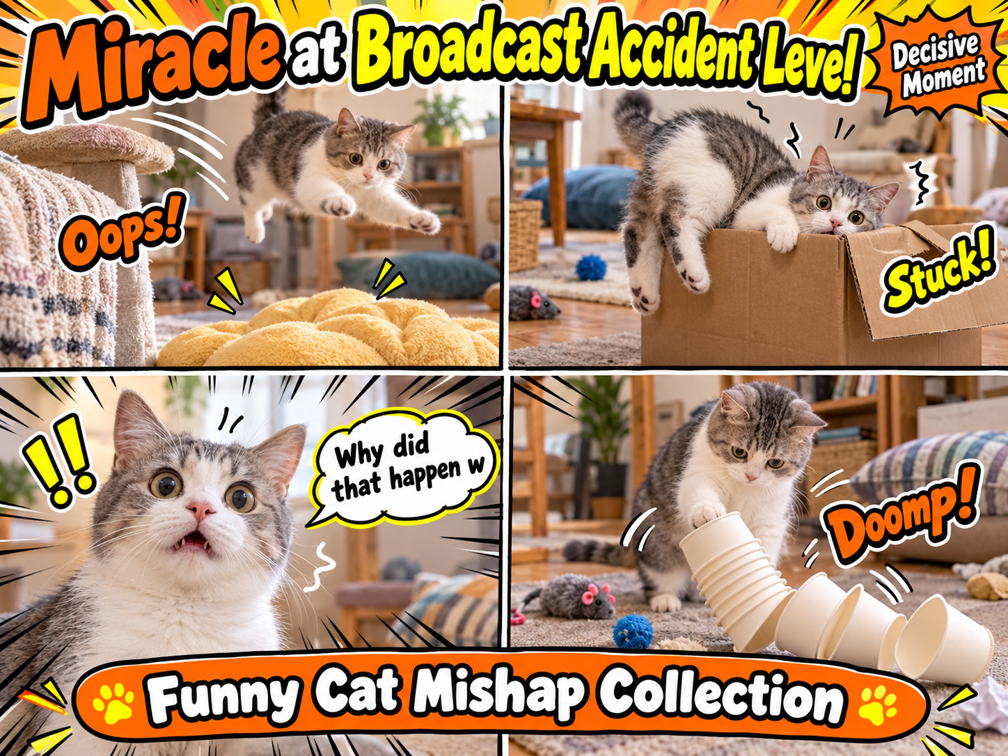 爆笑综艺风猫咪搞怪翻车集锦 — AI image creation