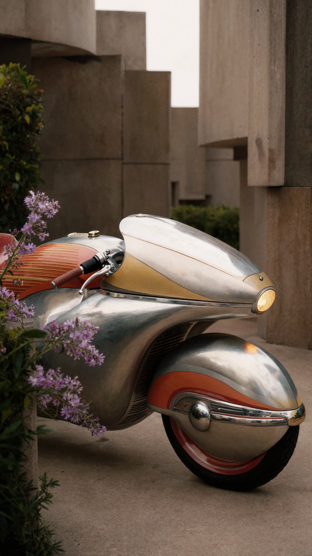 Moto du jardin de sculptures · Rétro spatial — AI image creation
