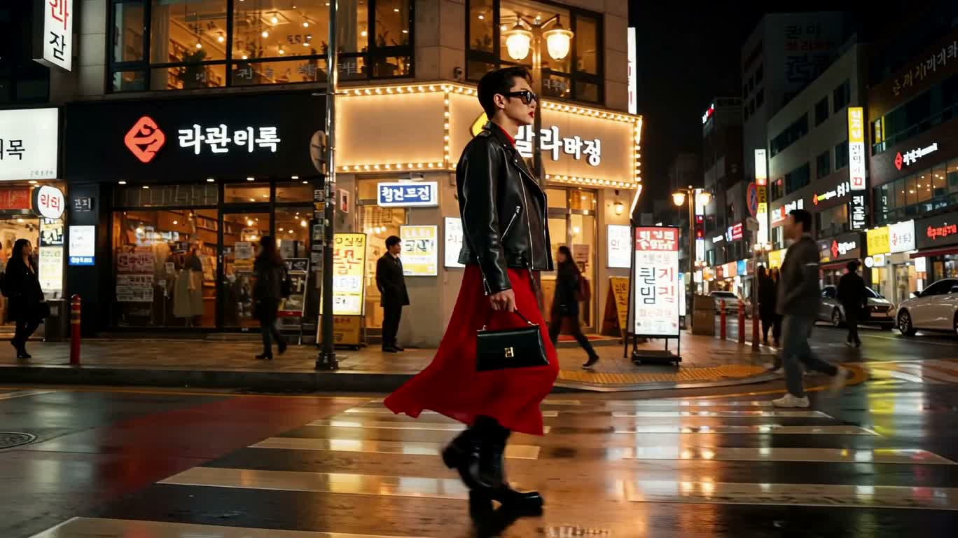 서울 네온비 밤, 붉은 드레스의 산책