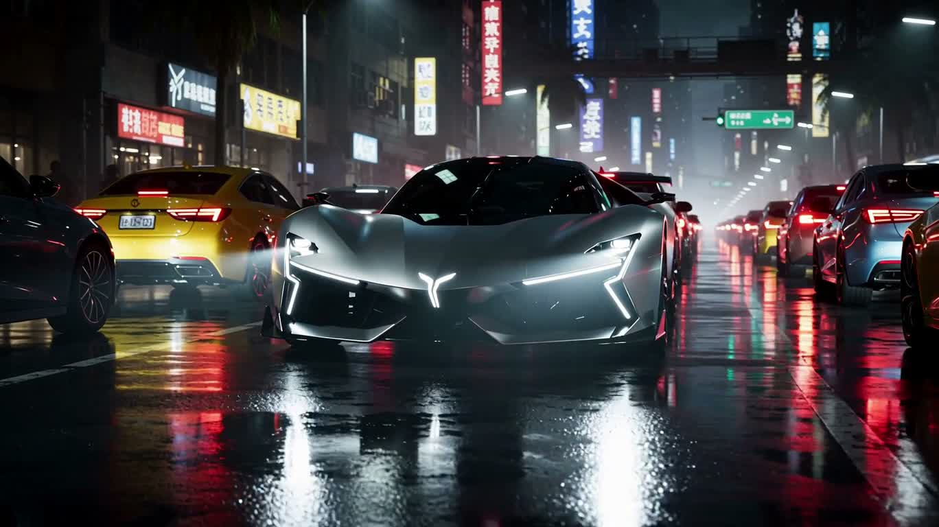 霓虹之城：银色飞跃 — AI video creation