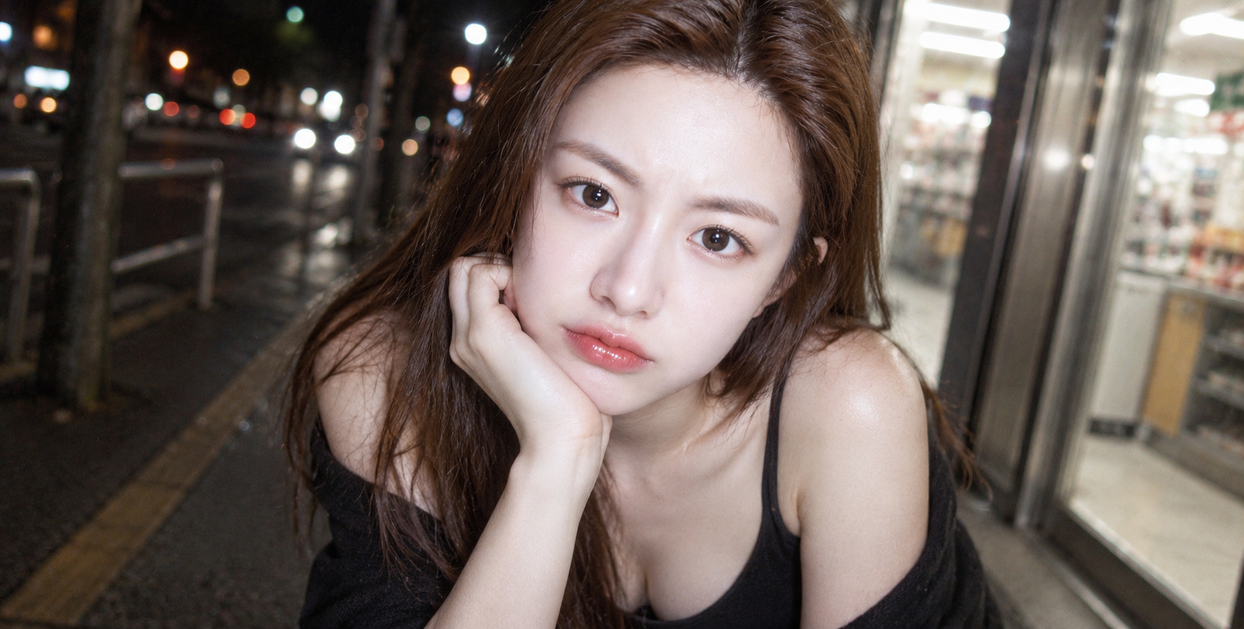 便利店夜游感的CCD奶凶女友风人像 — AI image creation