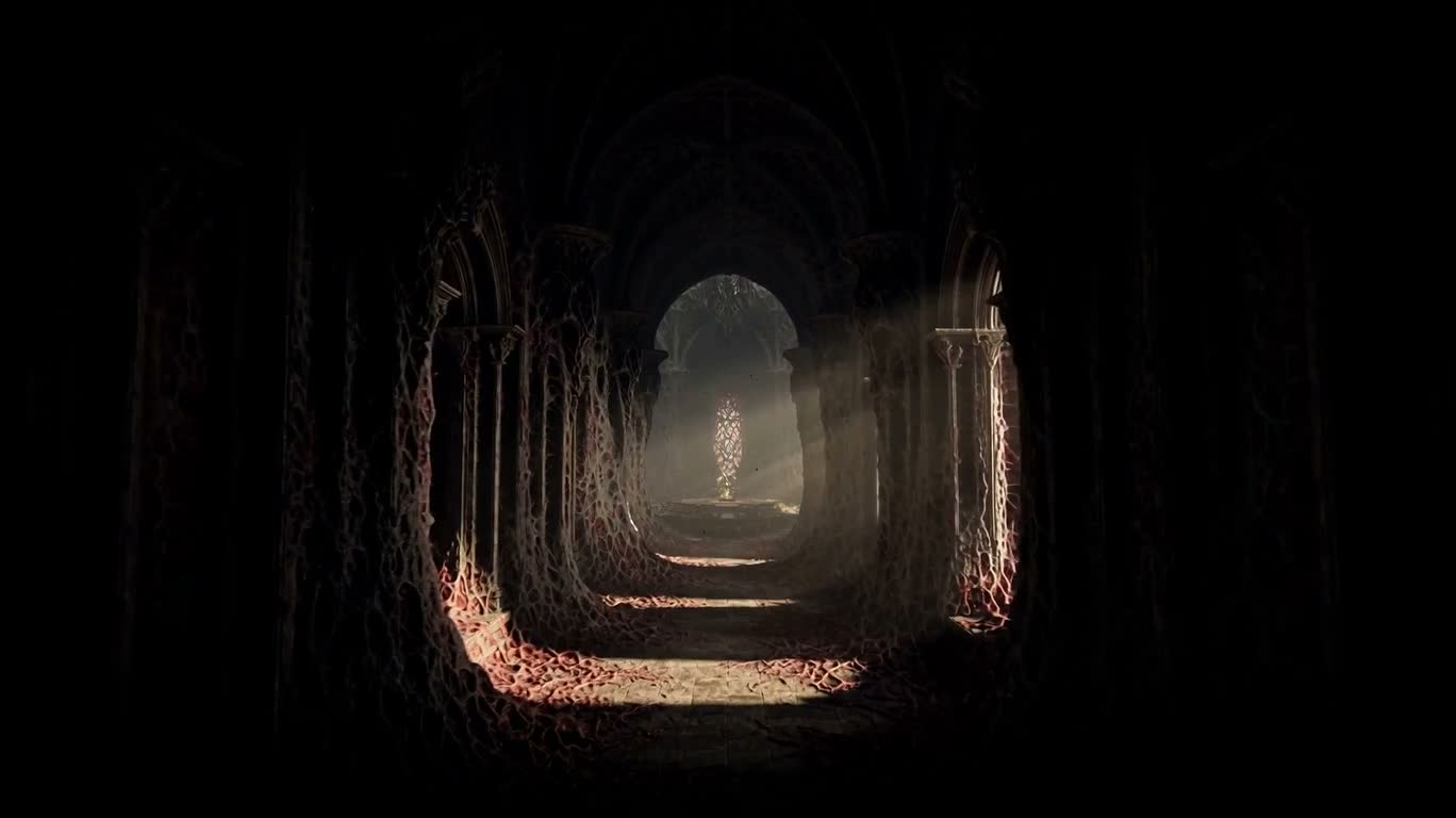 黄金时刻的克苏鲁异形神殿 — AI video creation