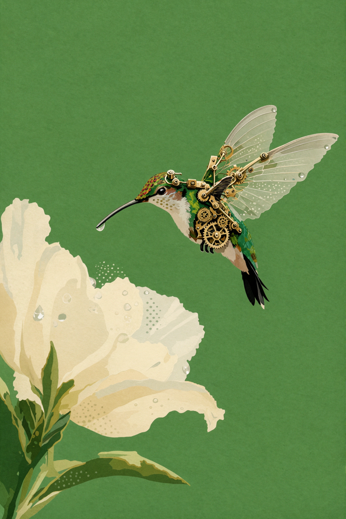 Robot colibri · Affiche en sérigraphie