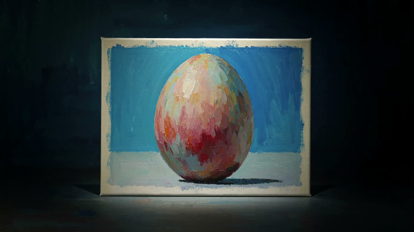 蓝天白幕上的抽象蛋形画