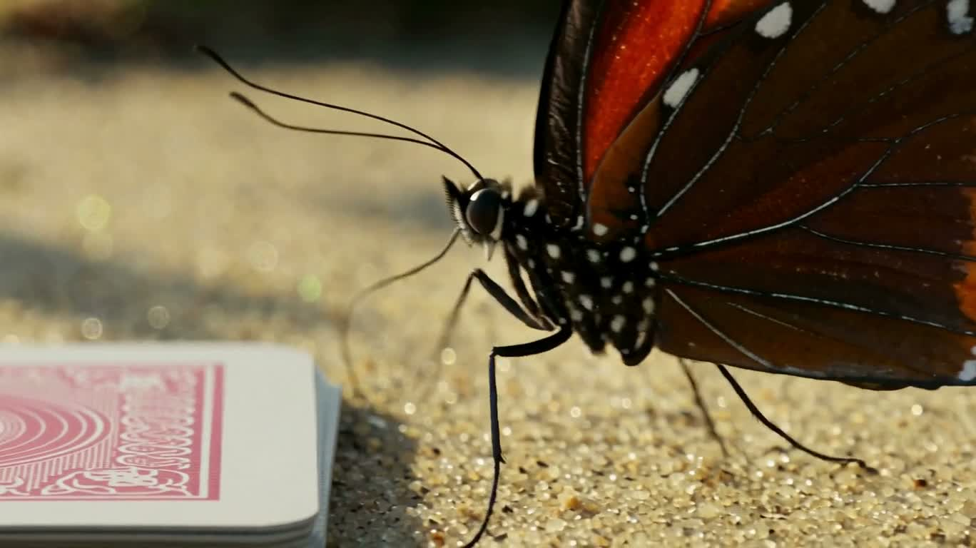 蝴蝶叠牌与逼近的海啸 — AI video creation