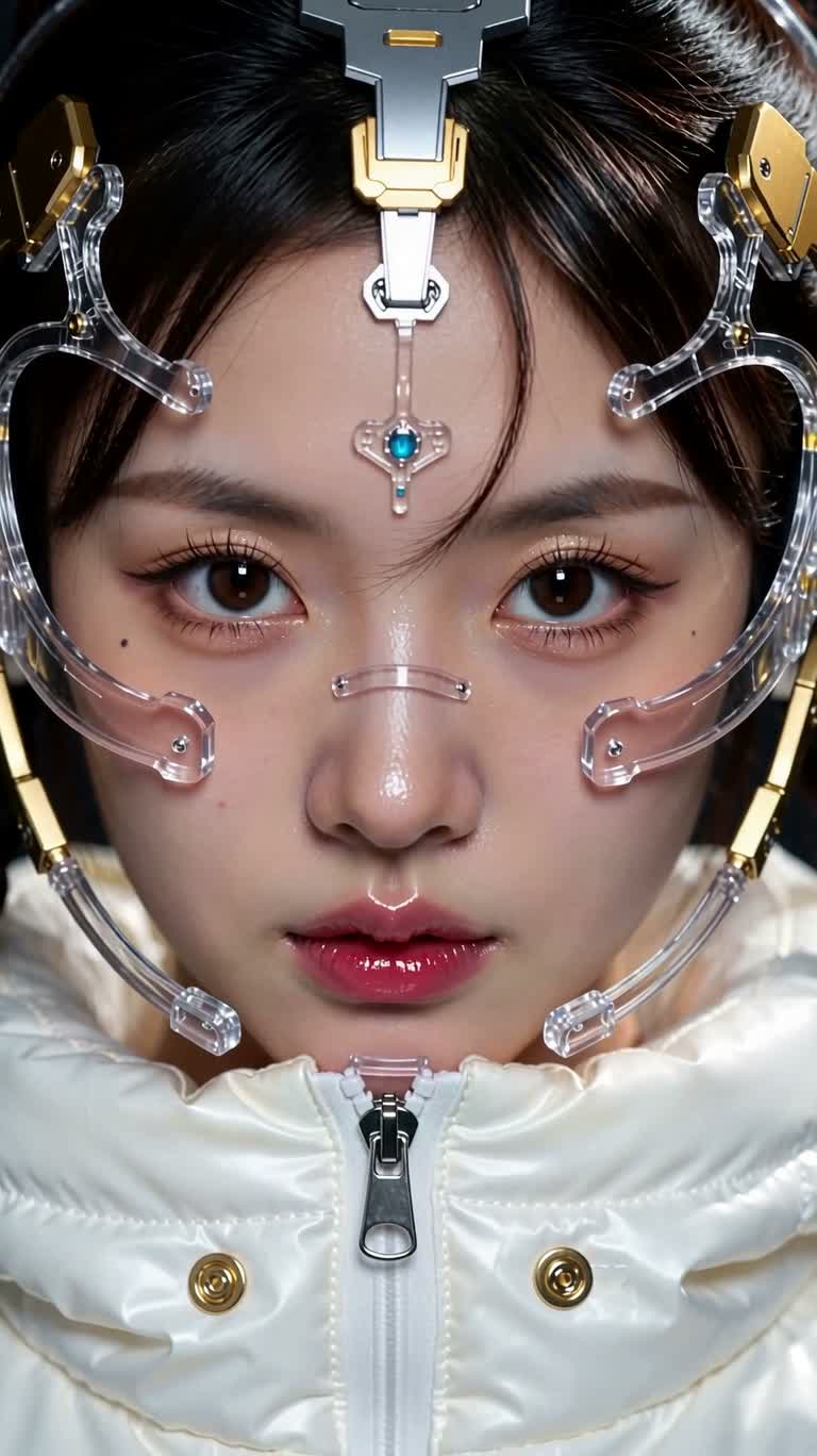 未来机械哥特萝莉女性肖像