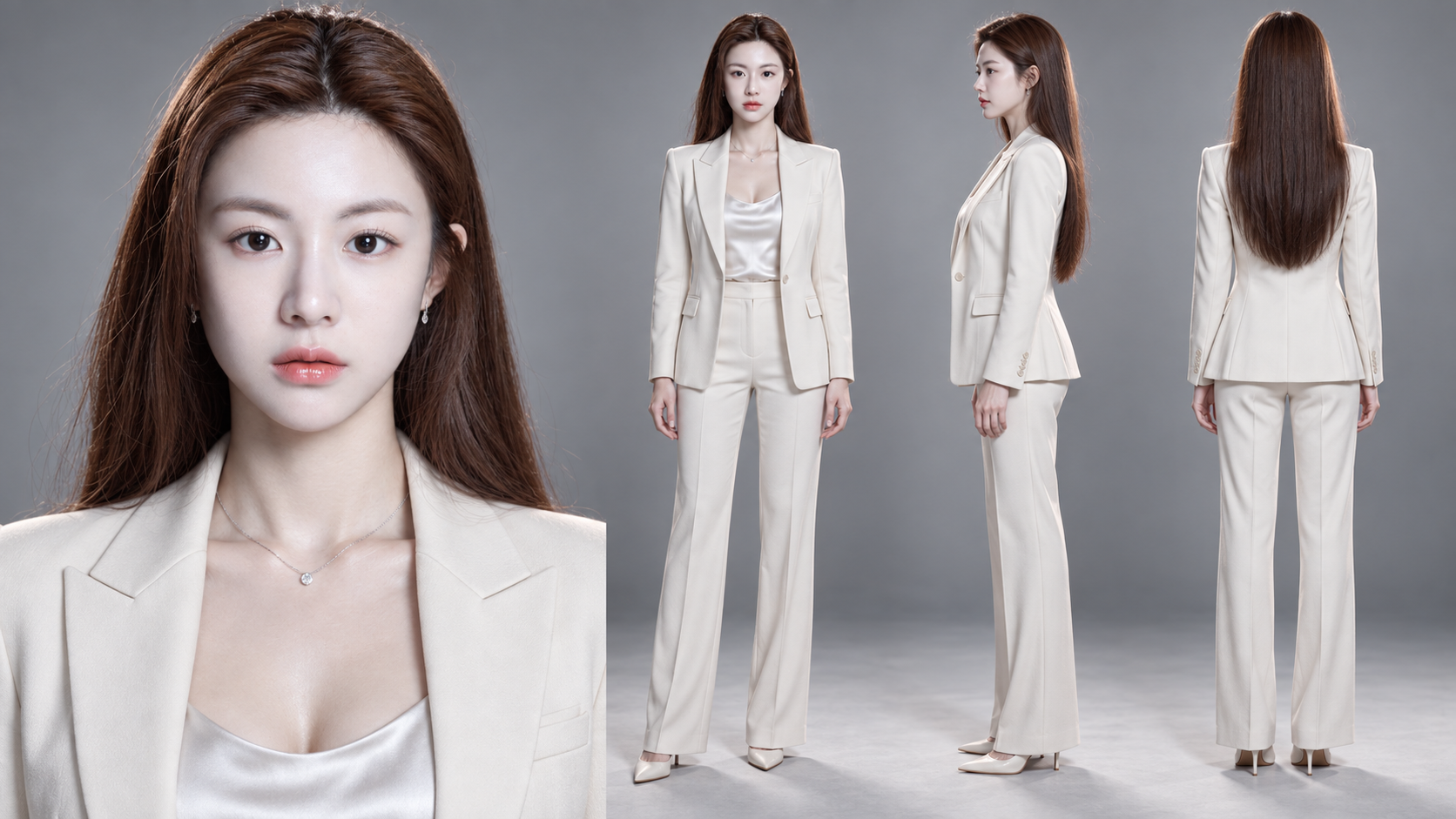 超现实亚洲女性四视图商业摄影大片 — AI image creation
