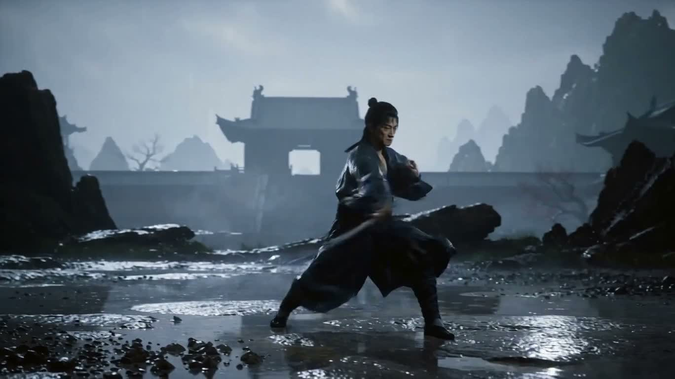 Sword Master in the Rain — AI video creation