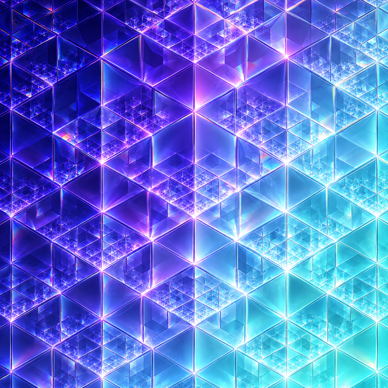 流光溢彩的分形玻璃等距网格纹理 — AI image creation