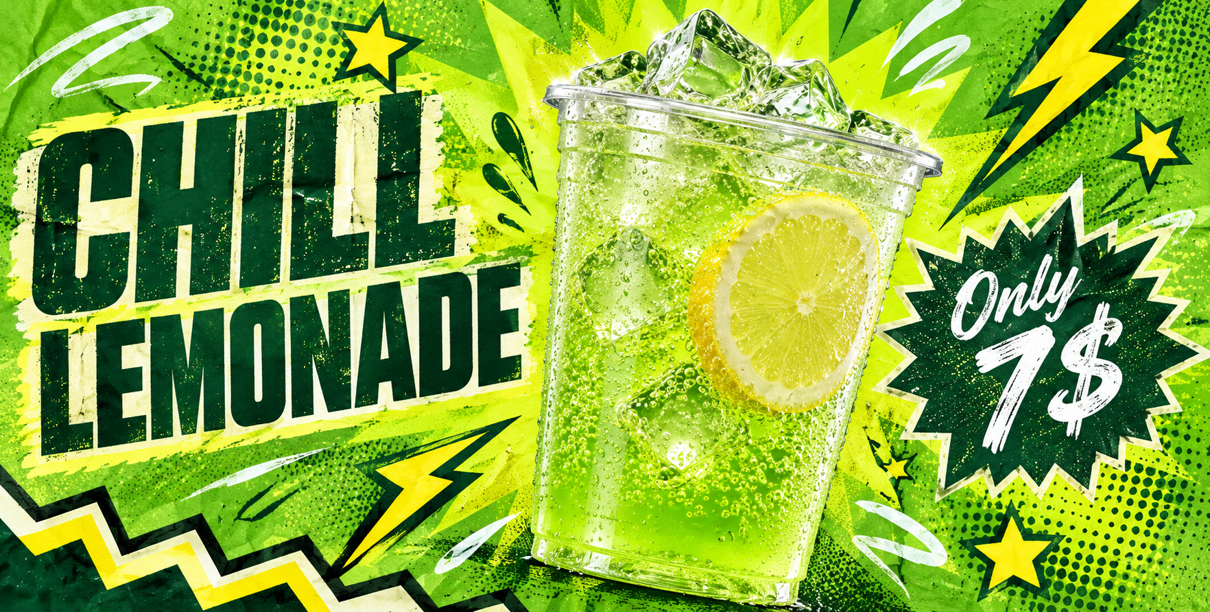 CHILL LEMONADE波普风柠檬水广告海报 — AI image creation