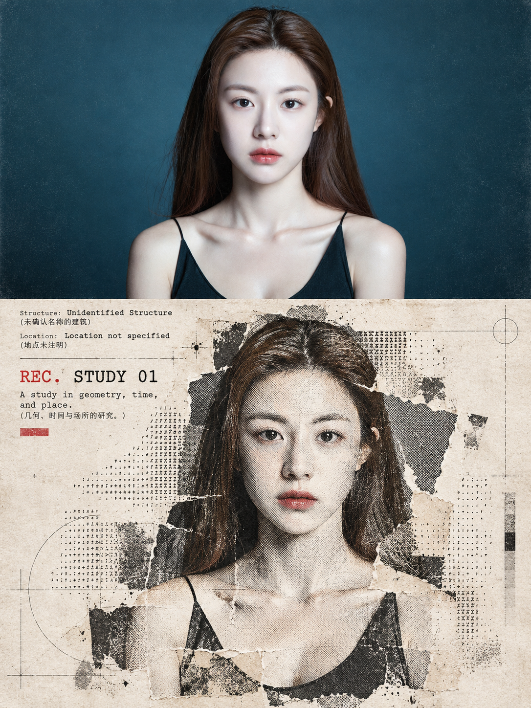 건축 아카이브 하프톤 콜라주